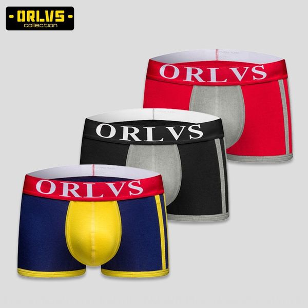 factory approval orlvs men's boxer underwear cotton color matching young men's boxer pants large underwear size tide or70, Black;white